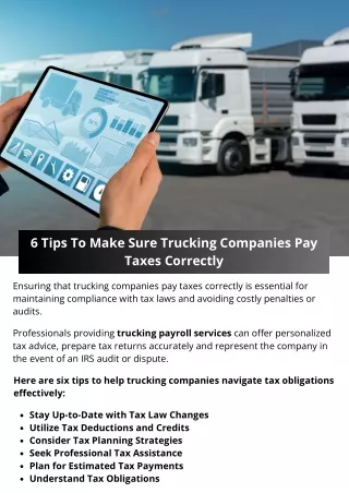 6 Tips To Make Sure Trucking Companies Pay Taxes Correctly