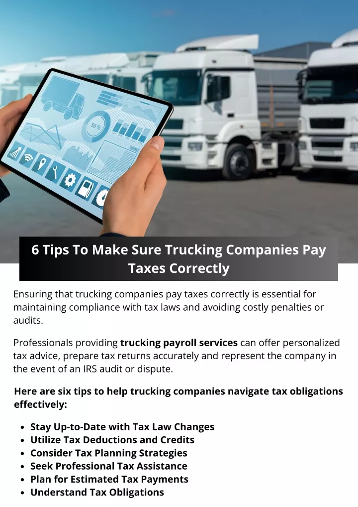 6 tips to make sure trucking companies pay taxes