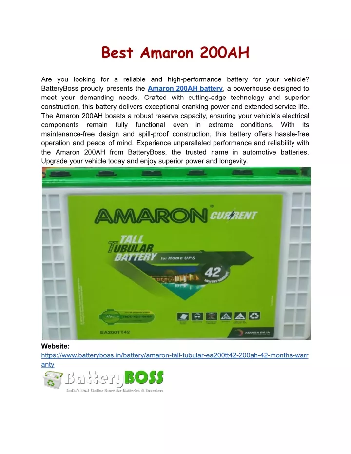 best amaron 200ah