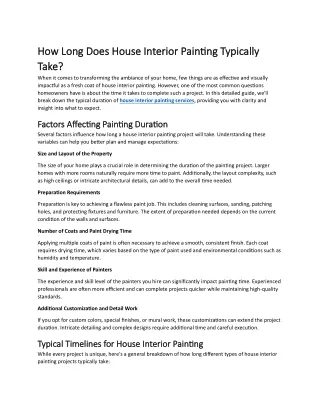 How Long Does House Interior Painting Typically Take