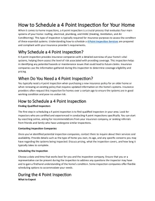 How to Schedule a 4 Point Inspection for Your Home