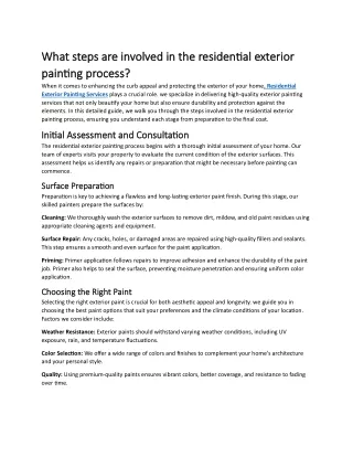 What steps are involved in the residential exterior painting process
