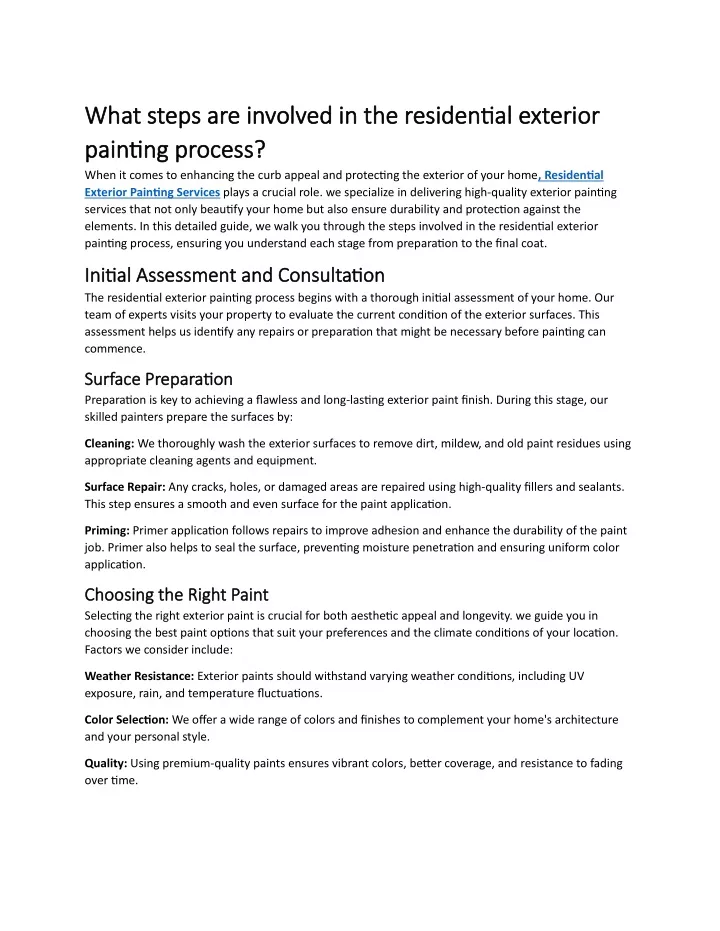 what steps are involved in the residential