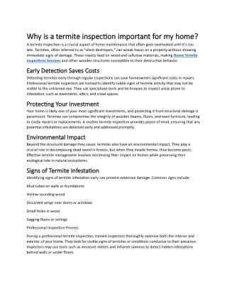 Why is a termite inspection important for my home