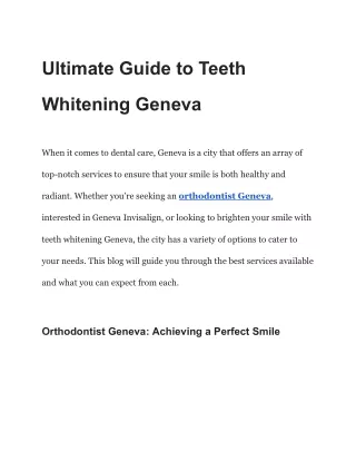 Ultimate Guide to Teeth Whitening Geneva