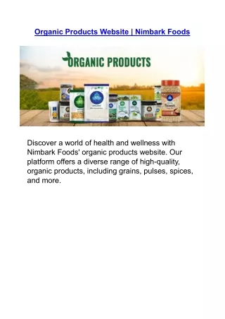 Organic Products Website | Nimbark Foods