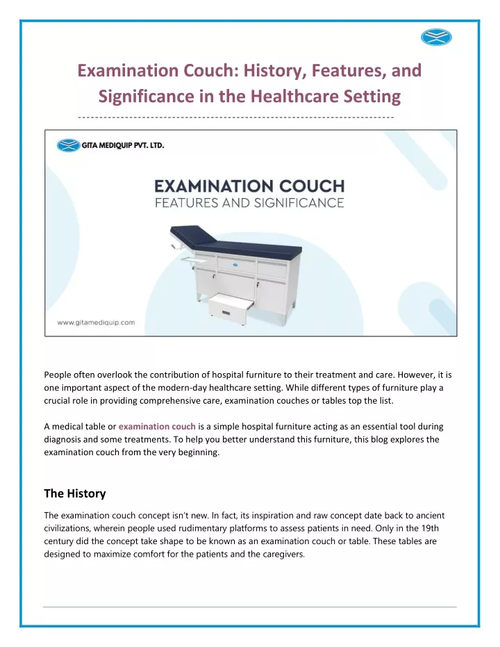 examination couch history features