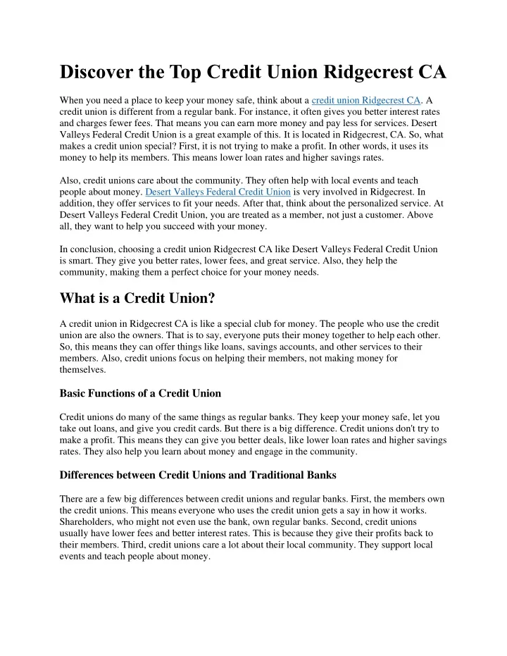 discover the top credit union ridgecrest ca