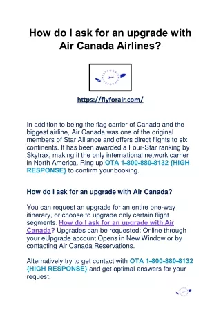 How do I ask for an upgrade with Air Canada Airlines