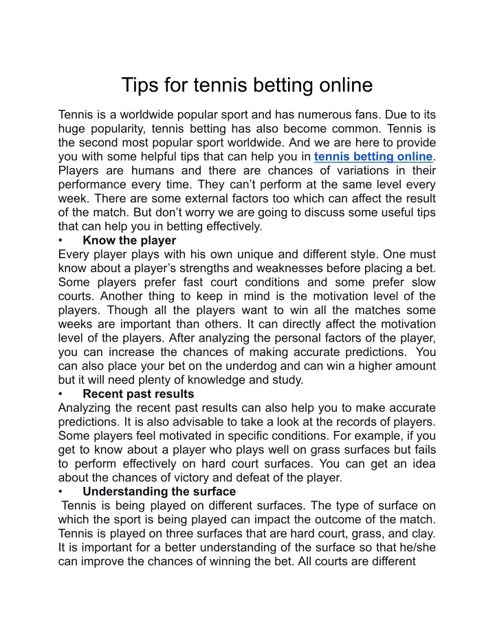 tips for tennis betting online