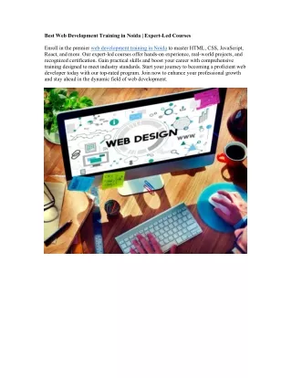 best web development training in noida expert