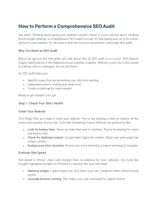 How to Perform a Comprehensive SEO Audit