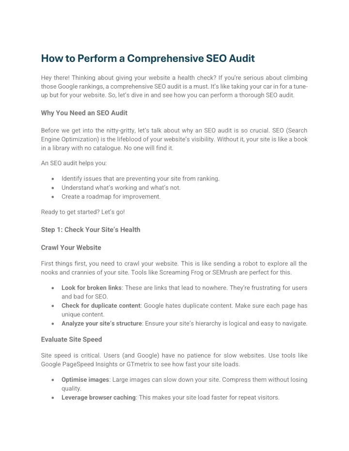 how to perform a comprehensive seo audit