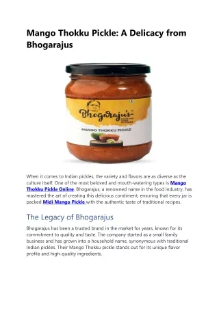 Mango Thokku Pickle Online