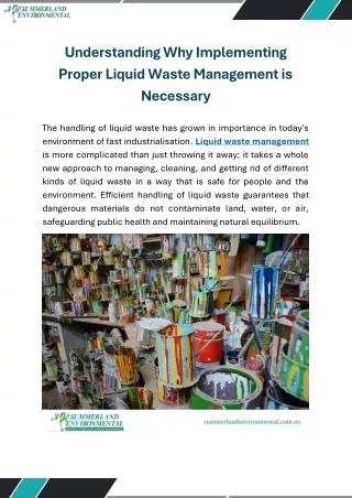 Understanding Why Implementing Proper Liquid Waste Management is Necessary