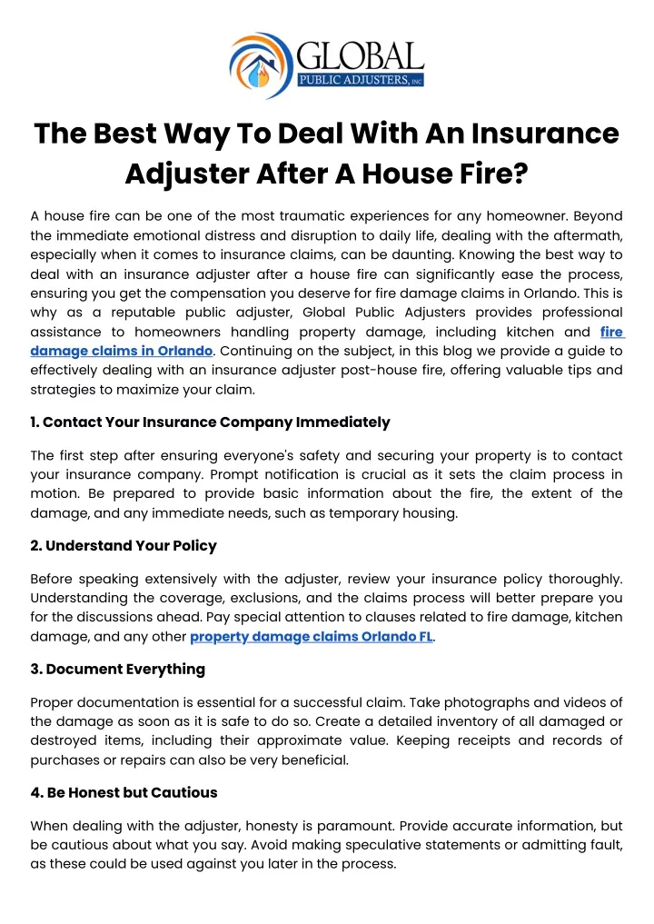 the best way to deal with an insurance adjuster