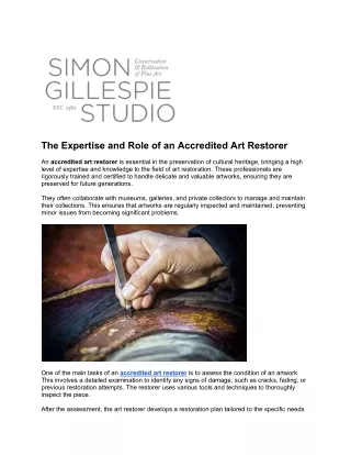 The Expertise and Role of an Accredited Art Restorer