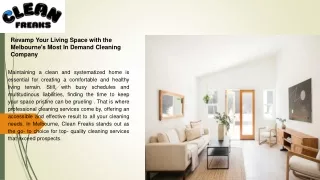 Revamp Your Living Space with the Melbourne's Most In Demand Cleaning Company