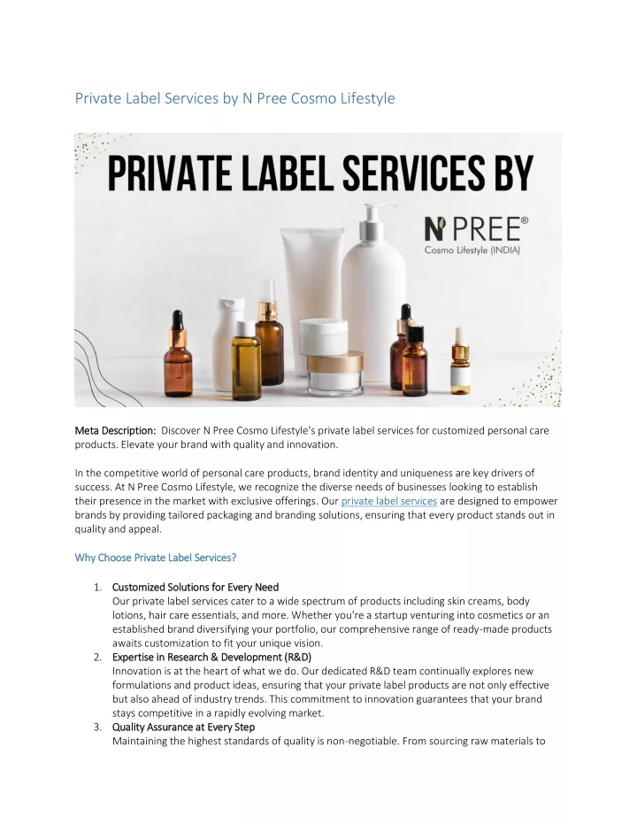 private label services by n pree cosmo lifestyle