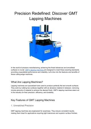Precision Redefined_ Discover GMT Lapping Machines