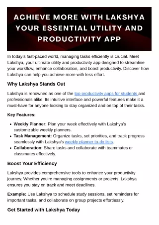 Boost Your Productivity with Lakshya: Your Essential Track Productivity App