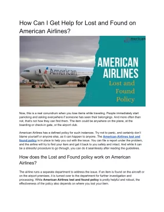 How Can I Get Help for Lost and Found on American Airlines
