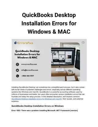 quickbooks desktop installation errors