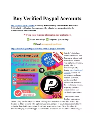 Best Place to Buy Verified Paypal Accounts
