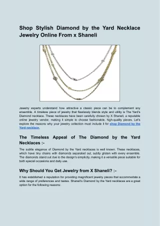 Shop Stylish Diamond by the Yard Necklace Jewelry Online From x Shaneli