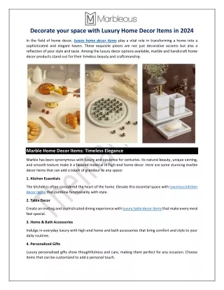 Decorate your space with Luxury Home Decor Items in 2024