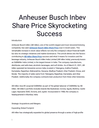 Discover the Top Anheuser Busch Inbev Share Price Exclusively on Planify