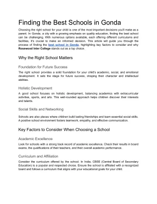 Finding the Best Schools in Gonda