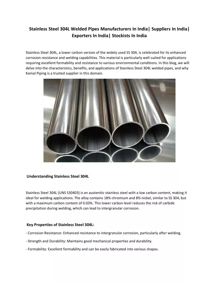 stainless steel 304l welded pipes manufacturers