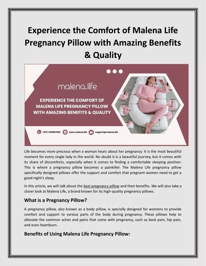 experience the comfort of malena life pregnancy