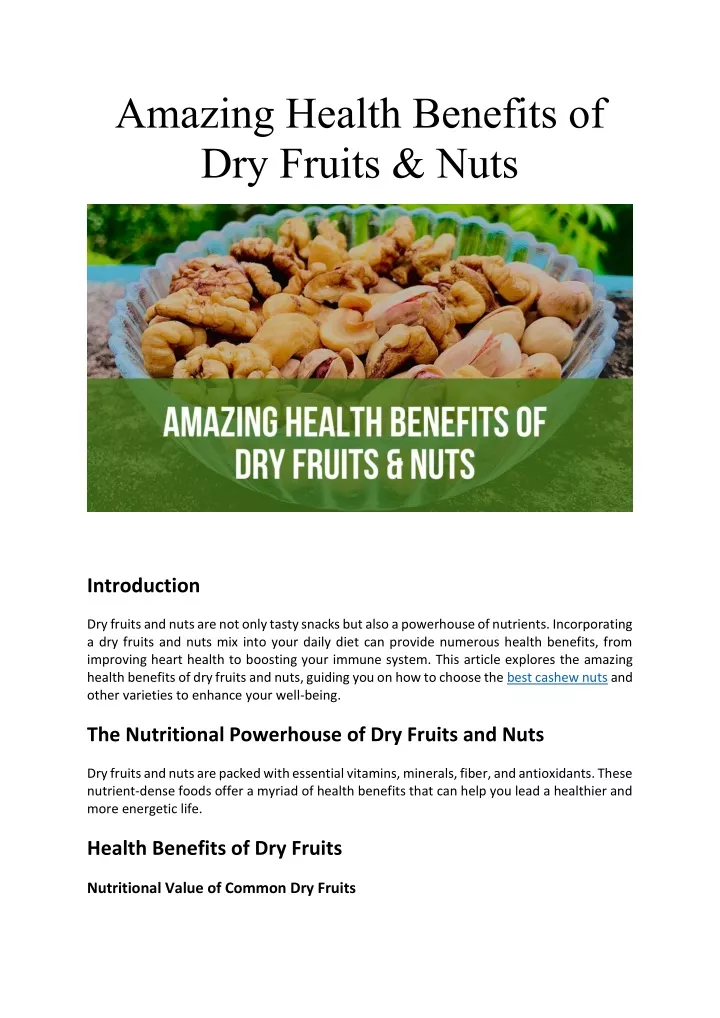 amazing health benefits of dry fruits nuts