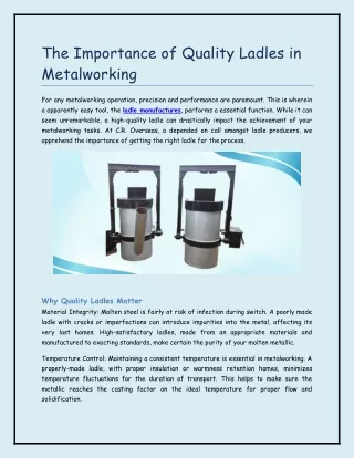 The Importance of Quality Ladles in Metalworking