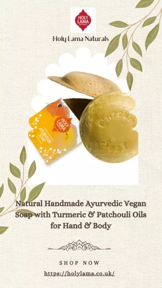 Natural Handmade Ayurvedic Vegan Soap with Turmeric & Patchouli Oils for Hand & Body