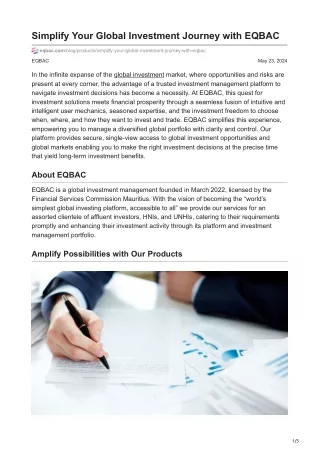 Simplify Your Global Investment Journey with EQBAC