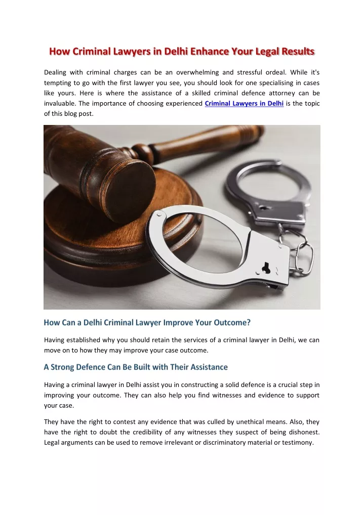 how criminal lawyers in delhi enhance your legal