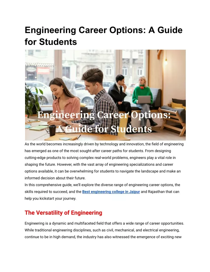 engineering career options a guide for students