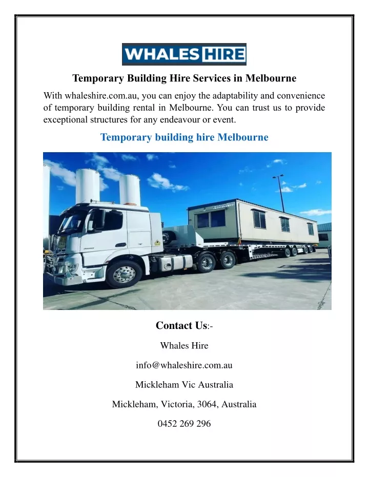 temporary building hire services in melbourne