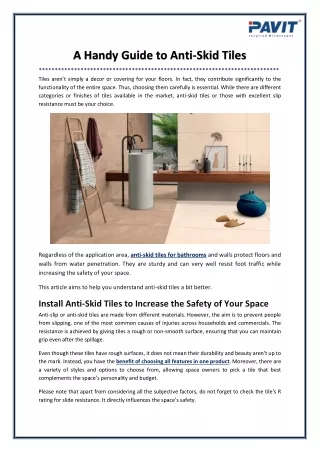 A Handy Guide to Anti-Skid Tiles