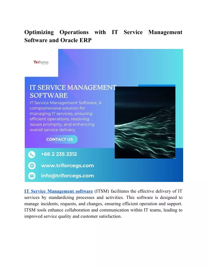 optimizing operations with it service management