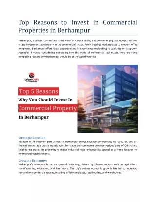 Invest in Commercial Properties in Berhampur