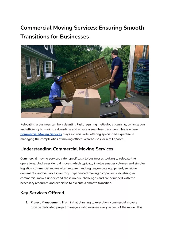 commercial moving services ensuring smooth