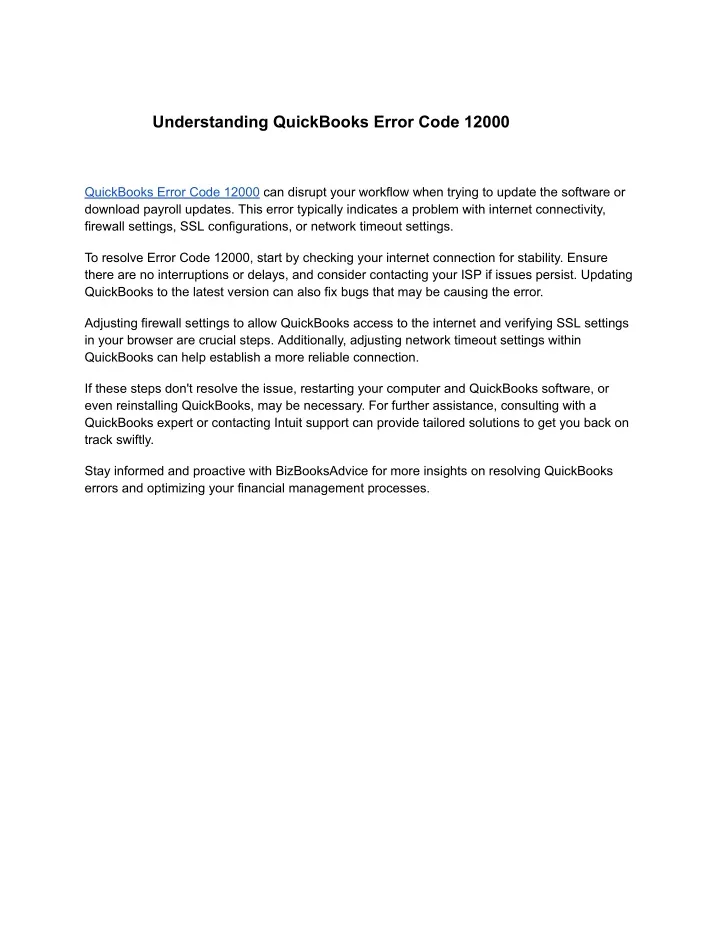 understanding quickbooks error code 12000