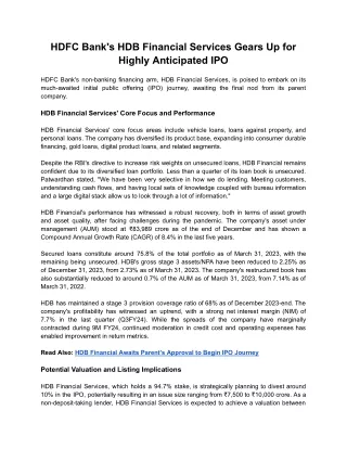 HDFC Bank's HDB Financial Services Gears Up for Highly Anticipated IPO