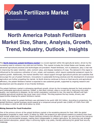 Potash Fertilizers Market Size, Share, Trends Analysis By 2032