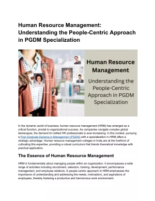 Human Resource Management_ Understanding the People-Centric Approach in PGDM Specialization