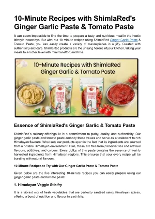 10-Minute Recipes with ShimlaRed's Ginger Garlic & Tomato Paste